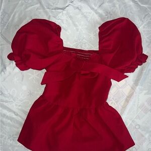 Red Puff Sleeve Top